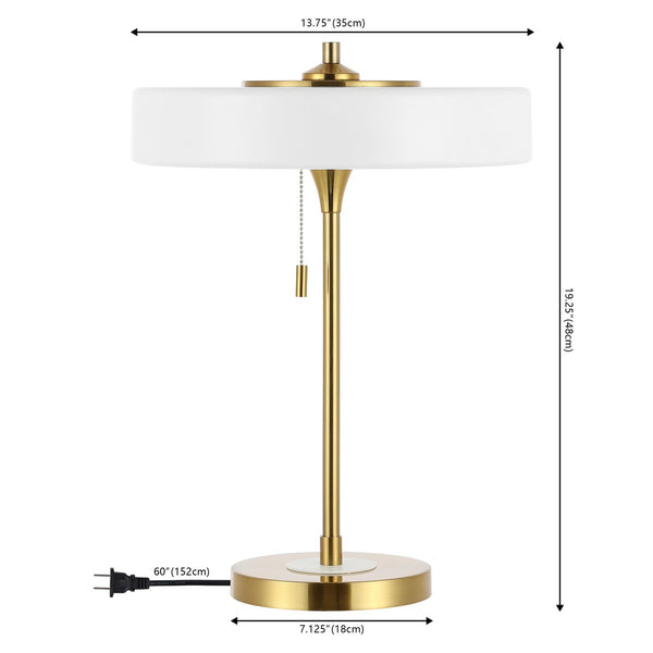Safavieh Decker, 16 Inch, White/Brass, Metal Table Lamp White / Brass 13.75 x 13.75 x 19.25