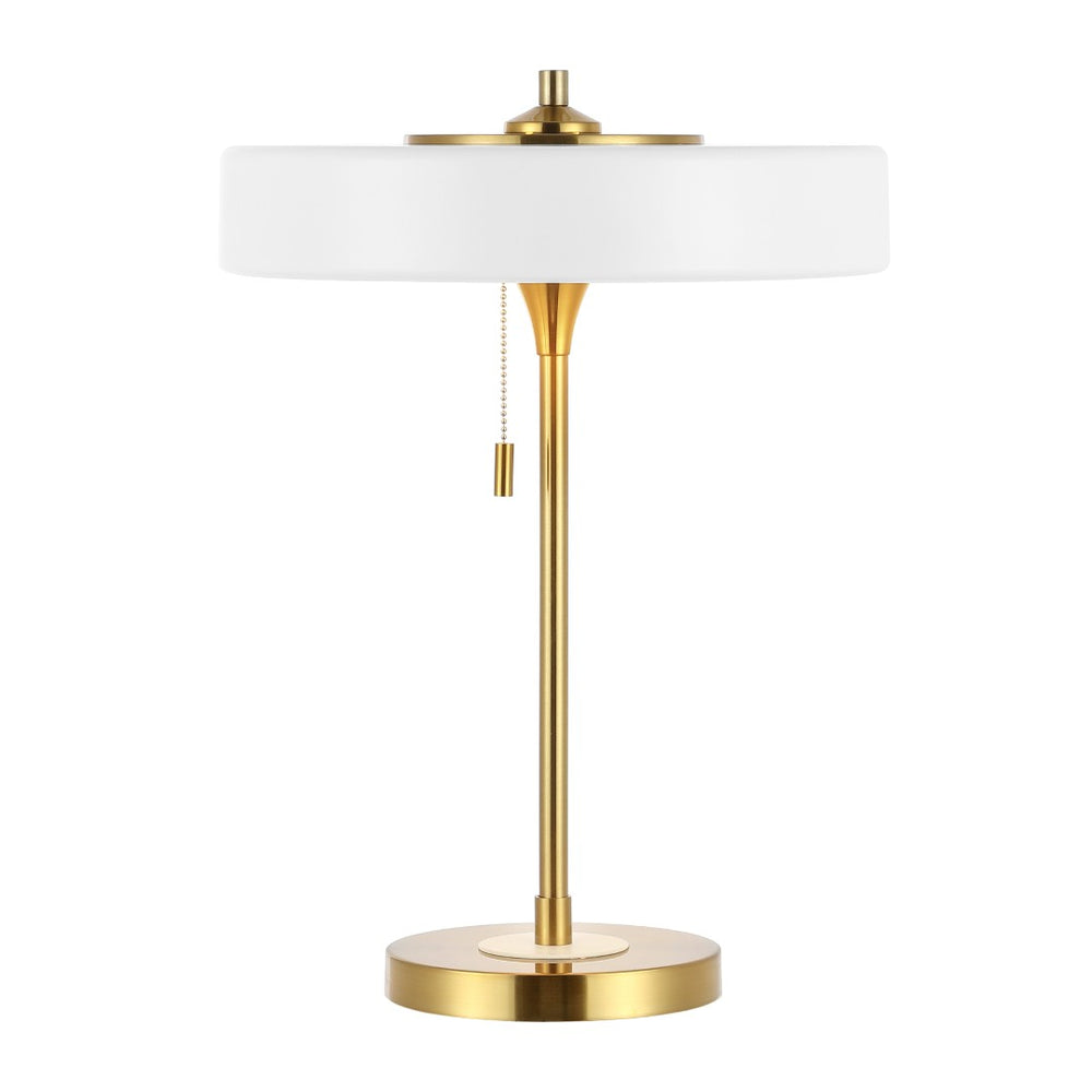 Safavieh DECKER, Stylish 3-Light Metal Table Lamp for Modern Spaces, Perfect for Desks & Nightstands White / Brass TBL4540B