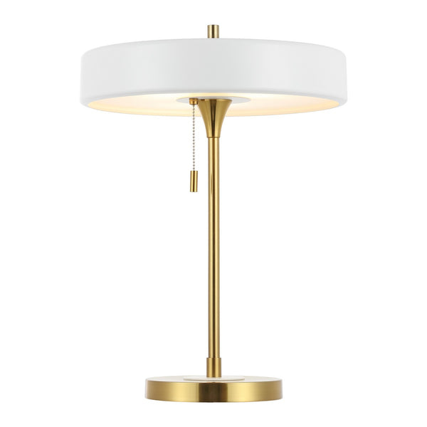 Safavieh Decker, 16 Inch, White/Brass, Metal Table Lamp White / Brass 13.75 x 13.75 x 19.25