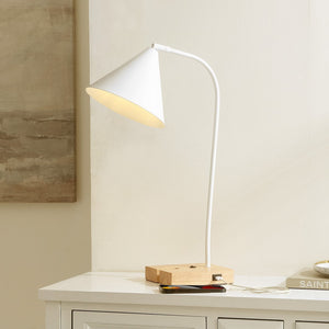 Safavieh Nuka 22.5" Tbl W/ Usb Port White / Natural  TBL4544B