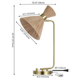 Safavieh Sohma, 21 Inch, Light Natural/Brass, Rattan/Iron Table Lamp W/ Usb Port​ TBL4545A-U