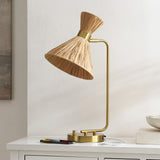 Safavieh Sohma, 21 Inch, Light Natural/Brass, Rattan/Iron Table Lamp W/ Usb Port​ TBL4545A-U