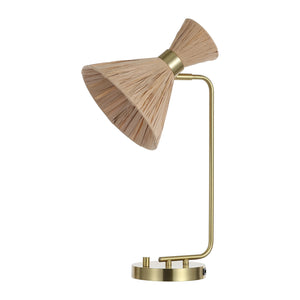 Safavieh Sohma, 21 Inch, Light Natural/Brass, Rattan/Iron Table Lamp W/ Usb Port​ TBL4545A-U