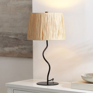 Safavieh Ziggi, 24 Inch, Black/Natural, Lafite Grass/Metal Table Lamp TBL4546A