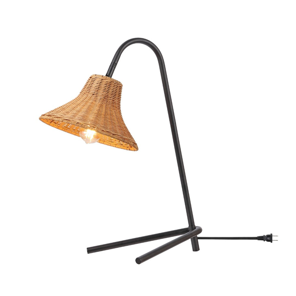 Safavieh CLEO, 22-Inch Black Metal & Natural Rattan Table Lamp – Stylish, Adjustable Lighting for Any Room TBL4549A
