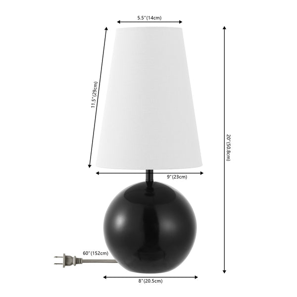 Safavieh Jo , 20 Inch, Black, Resin Table Lamp Black 9 x 9 x 20