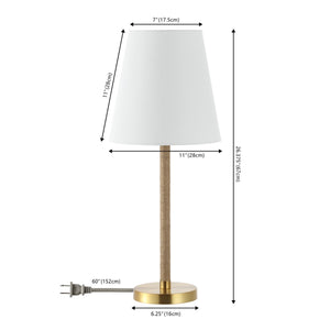Safavieh Andi, 26 Inch, Brass/Natural, Rope/Metal Table Lamp Brass / Natural 11 x 11 x 26.375