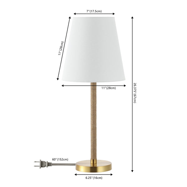 Safavieh Andi, 26 Inch, Brass/Natural, Rope/Metal Table Lamp Brass / Natural 11 x 11 x 26.375