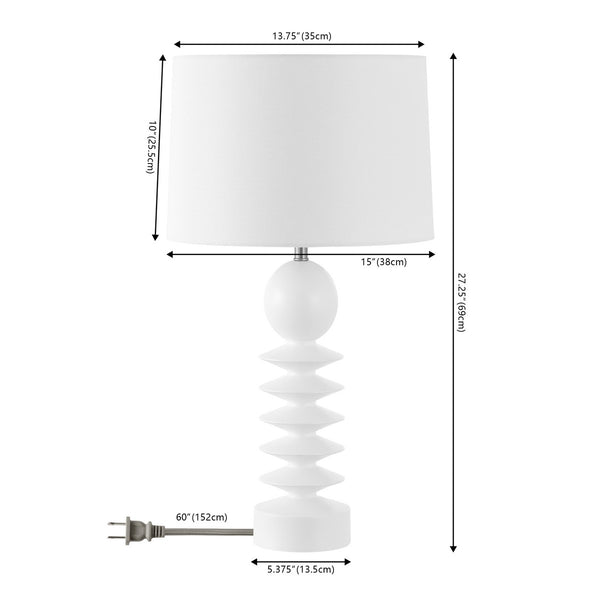 Safavieh Loza, 27 Inch, White Washed, Resin Table Lamp  White Washed 15 x 15 x 27.25
