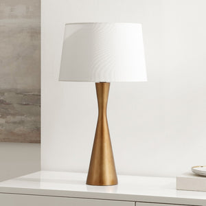 Safavieh Edie, 25.5 Inch, Antique Brass, Resin Table Lamp White Shade Resin