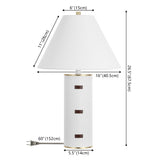 Safavieh Flavie, 26.5 Inch, White/Gold, Metal / Pu Leather Table Lamp TBL4564A