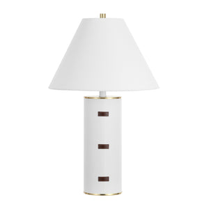 Safavieh Flavie, 26.5 Inch, White/Gold, Metal / Pu Leather Table Lamp TBL4564A