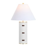 Safavieh Flavie, 26.5 Inch, White/Gold, Metal / Pu Leather Table Lamp TBL4564A