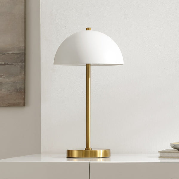 Safavieh GOLDIE, 18-Inch Brass & White Metal Table Lamp for Modern Ambiance - Perfect for Home & Office Decor TBL4566A