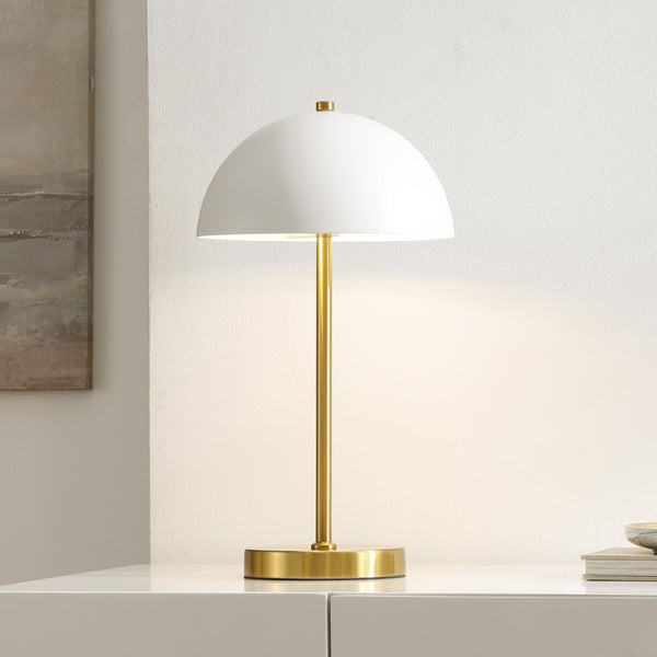 Safavieh GOLDIE, 18-Inch Brass & White Metal Table Lamp for Modern Ambiance - Perfect for Home & Office Decor TBL4566A