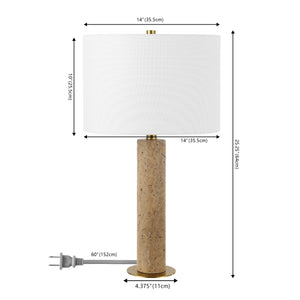 Safavieh Dara, 25 Inch, Beige, Travertine/Metal Table Lamp Beige TBL4570A