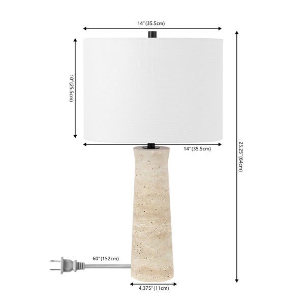 Safavieh Alana, 25.25 Inch, Ivory, Travertine/Metal Table Lamp Ivory TBL4572A