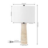 Safavieh Alana, 25.25 Inch, Ivory, Travertine/Metal Table Lamp Ivory TBL4572A