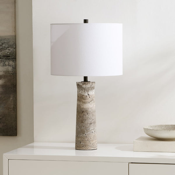Safavieh Alana, 25.25 Inch, Grey, Travertine/Metal Table Lamp Grey TBL4572B