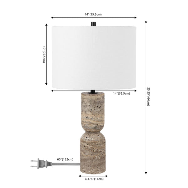 Safavieh Nara, 25.25 Inch, Grey, Travertine/Metal Table Lamp Grey TBL4574A