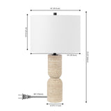 Safavieh Nara, 25.25 Inch, Ivory, Travertine/Metal Table Lamp Ivory TBL4574B