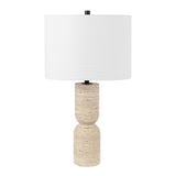 Safavieh Nara, 25.25 Inch, Ivory, Travertine/Metal Table Lamp Ivory TBL4574B