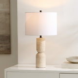 Safavieh Nara, 25.25 Inch, Ivory, Travertine/Metal Table Lamp Ivory TBL4574B