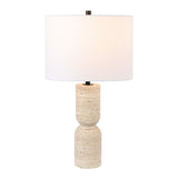 Safavieh Nara, 25.25 Inch, Ivory, Travertine/Metal Table Lamp Ivory TBL4574B