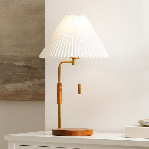 Safavieh JONAH, 24-Inch Walnut & Brass Table Lamp – Elegant Ambient Lighting for Home or Office Spaces TBL4576A
