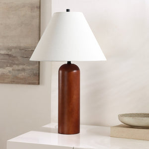 Safavieh RENNIE, 25.5" Walnut Wood & Metal Table Lamp – Modern Accent Lighting for Cozy Bedrooms & Offices TBL4580A