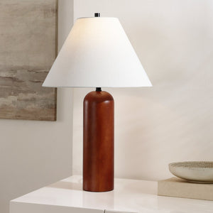 Safavieh RENNIE, 25.5" Walnut Wood & Metal Table Lamp – Modern Accent Lighting for Cozy Bedrooms & Offices TBL4580A