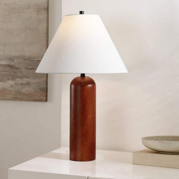 Safavieh RENNIE, 25.5" Walnut Wood & Metal Table Lamp – Modern Accent Lighting for Cozy Bedrooms & Offices TBL4580A