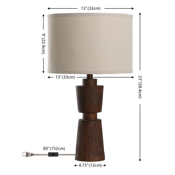 Safavieh Nici, 23 Inch, Brown, Resin Table Lamp White Shade  Tbl4581a