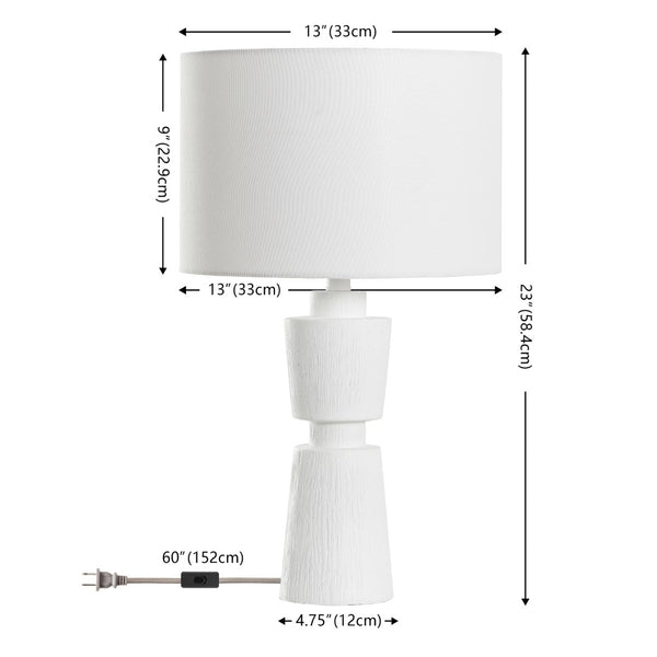 Safavieh Nici, 23 Inch, White, Resin Table Lamp Oatmeal Shade  Tbl4581b