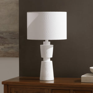 Safavieh Nici, 23 Inch, White, Resin Table Lamp Oatmeal Shade  Tbl4581b