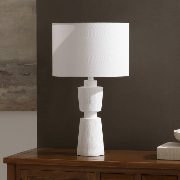 Safavieh Nici, 23 Inch, White, Resin Table Lamp Oatmeal Shade  Tbl4581b