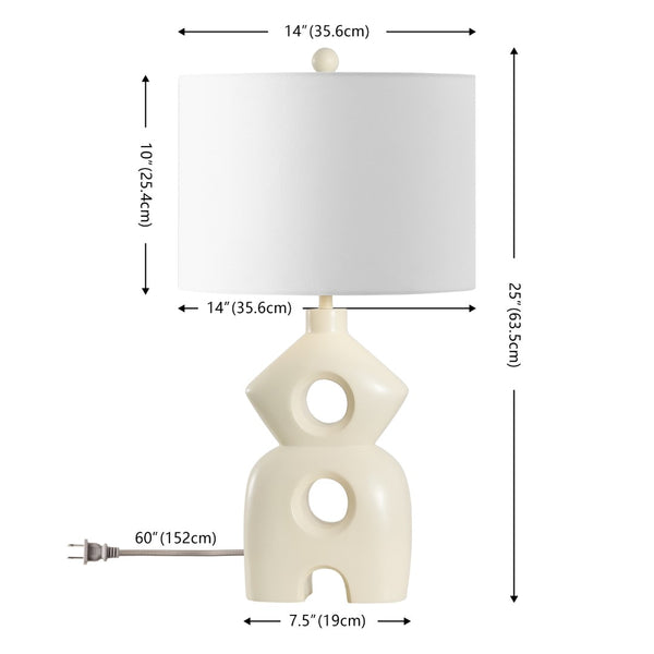 Safavieh Era, 25 Inch, Cream, Resin Table Lamp White Shade  Tbl4583a