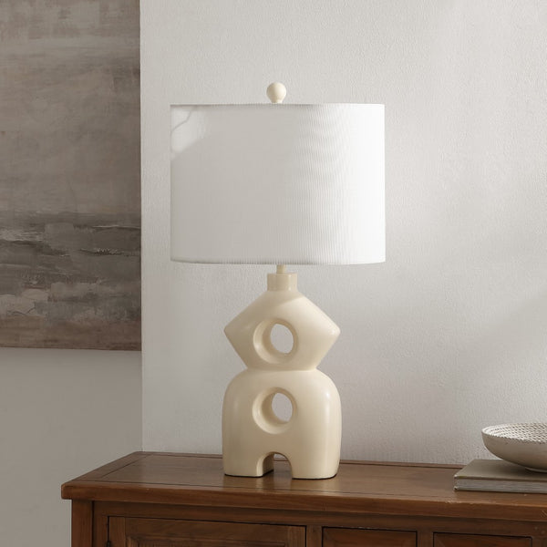 Safavieh Era, 25 Inch, Cream, Resin Table Lamp White Shade  Tbl4583a