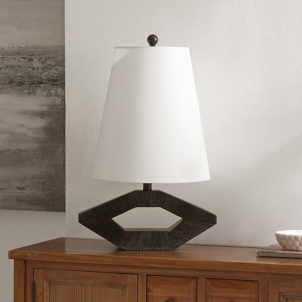 Safavieh Praia, 24.75 Inch, Black, Resin Table Lamp White Shade  Tbl4588a