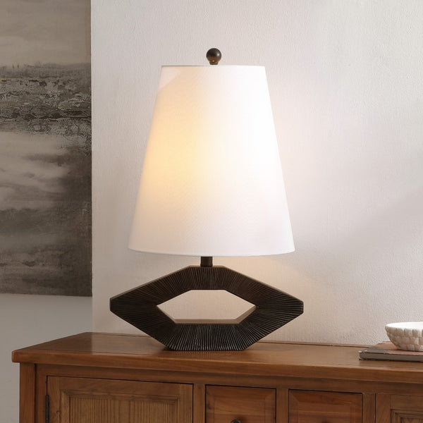 Safavieh Praia, 24.75 Inch, Black, Resin Table Lamp White Shade  Tbl4588a