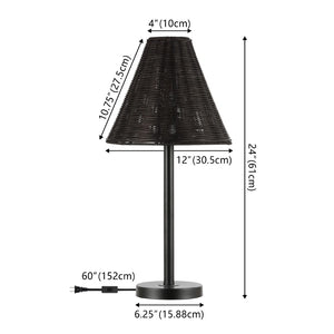 Safavieh RICKI, 24-Inch Black Rattan & Metal Table Lamp - Modern, Compact Design for Cozy Ambiance & Style TBL4589A