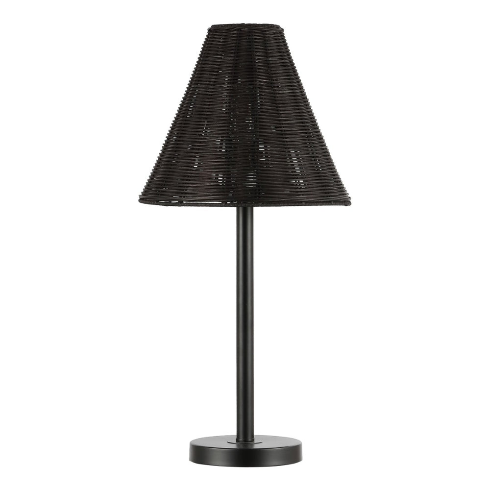Safavieh RICKI, 24-Inch Black Rattan & Metal Table Lamp - Modern, Compact Design for Cozy Ambiance & Style TBL4589A