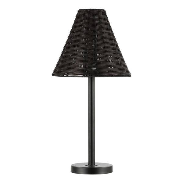 Safavieh RICKI, 24-Inch Black Rattan & Metal Table Lamp - Modern, Compact Design for Cozy Ambiance & Style TBL4589A