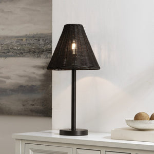 Safavieh RICKI, 24-Inch Black Rattan & Metal Table Lamp - Modern, Compact Design for Cozy Ambiance & Style TBL4589A