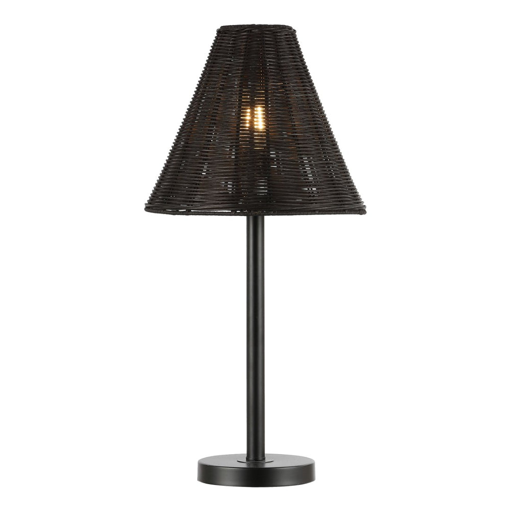 Safavieh RICKI, 24-Inch Black Rattan & Metal Table Lamp - Modern, Compact Design for Cozy Ambiance & Style TBL4589A