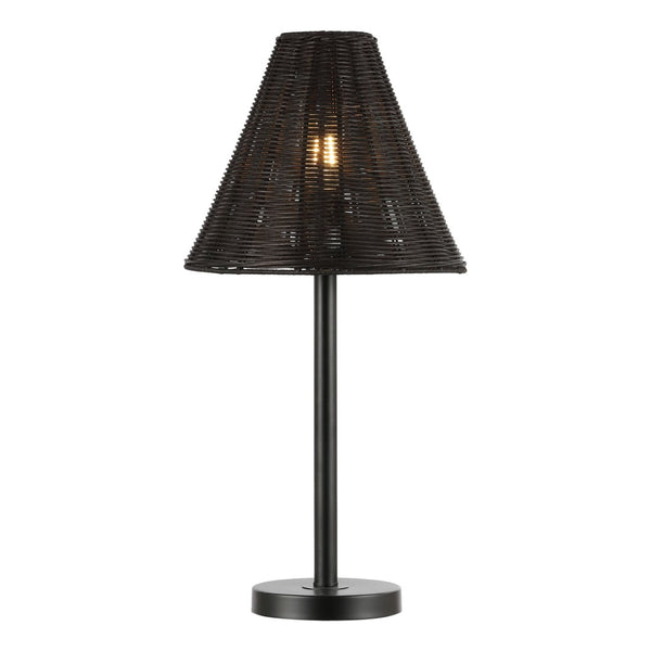 Safavieh RICKI, 24-Inch Black Rattan & Metal Table Lamp - Modern, Compact Design for Cozy Ambiance & Style TBL4589A