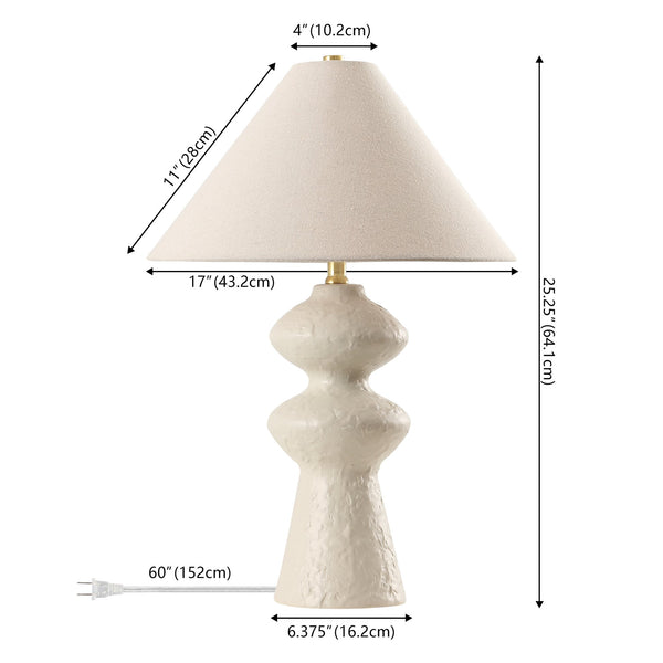 Safavieh Keira, 25.25" Ceramic Table Lamp With Oatmeal Fabric Drum Shade — Warm Diffused Light For Modern Spaces TBL4590A