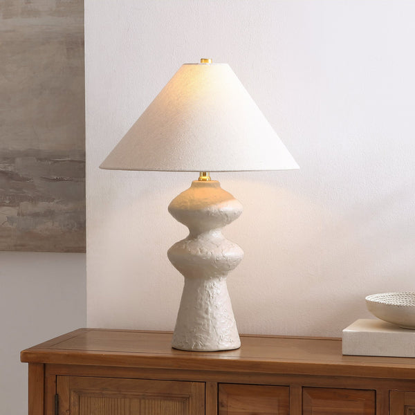 Safavieh Keira, 25.25" Ceramic Table Lamp With Oatmeal Fabric Drum Shade — Warm Diffused Light For Modern Spaces TBL4590A