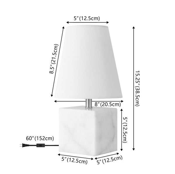 Safavieh LOU, 15.25 Inch Minimalist Table Lamp with Marble Base & Nickel Accents for Elegant Home Lighting TBL4591A