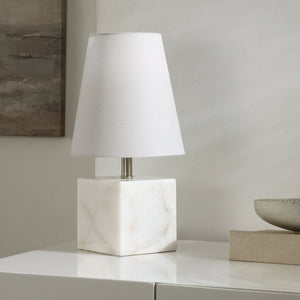 Safavieh LOU, 15.25 Inch Minimalist Table Lamp with Marble Base & Nickel Accents for Elegant Home Lighting TBL4591A